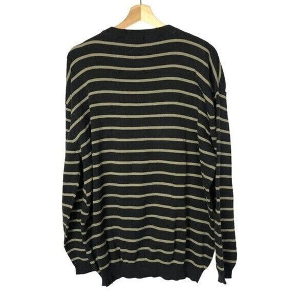 Nat Nast Black & Beige Stripe Crewneck Sweater M - Picture 2 of 3